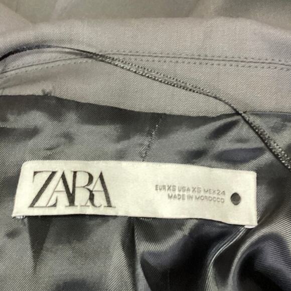 Zara Womens Gray Wool Two Button Career Office Business Blazer Coat Jacket XS - Picture 3 of 4